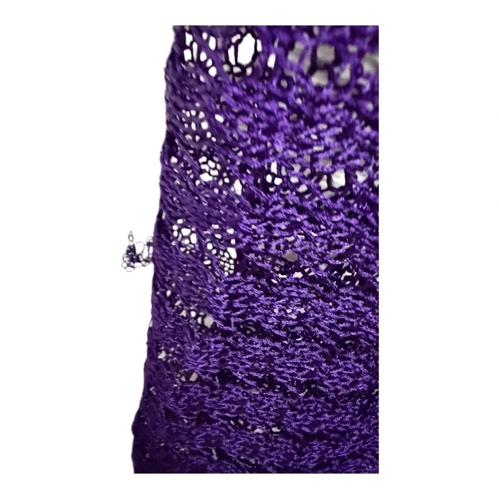 Cejon Purple Fringe Wrap Scarf Sarong Knit One Size